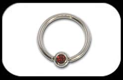 Jewelled Ball Closure Ring 1.6mm Red LSi