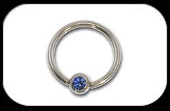 Jewelled Ball Closure Ring 1.6mm Sapphire