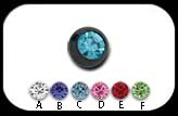 Jewelled Black Steel Ball 6mm 2 pack