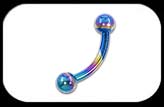 Titanium Curved Barbell 1.6mm rainbow 4mm balls