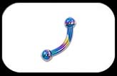 Titanium Curved Barbell 1.6mm Rainbow 3mm balls