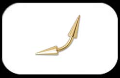 Gold Plated Curved Barbell 1.2mm long cones