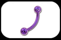 Titanium Curved Barbell 1.6mm purple 4mm balls