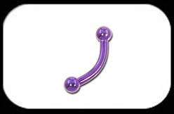 Titanium Curved Barbell 1.6mm purple 3mm balls