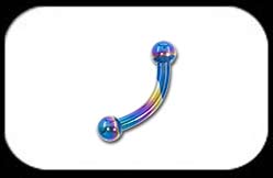 Titanium Curved Barbell 1.6mm Rainbow 3mm balls