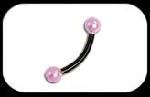 Black Curved Barbell Pink Synthetic Pearl