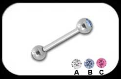 Barbell with 2 Jewelled balls