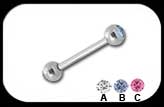 Barbell with 2 Jewelled balls