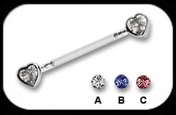 Bioflex heart Jewelled Nipple Bar
