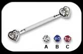Bioflex heart Jewelled Nipple Bar