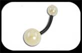 Black Belly Bar with Cream Synthetic Pearls
