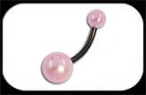 Black Belly Bar with Pink Synthetic Pearls