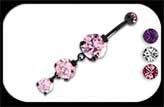 Black Steel Belly Bar 3 stones