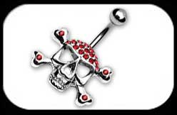 Skull Jewelled Belly Bar