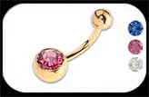 Gold Plated Jewelled Belly Bar
