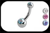 Small Jewelled Belly Bar 1.6mm