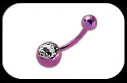 Titanium Jewelled Belly Bar Purple