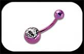 Titanium Jewelled Belly Bar Purple