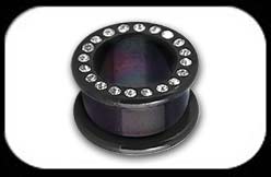 Black Steel Jewelled Flesh Tunnel