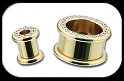 Gold Plated Jewelled Flesh Tunnel