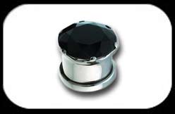 Single Jewelled Flesh Tunnel Black