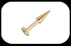 Gold Plated Labret with long cone 1.6mm