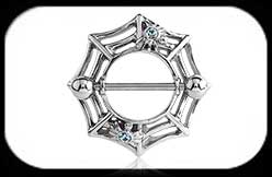 Nipple Ring Spider web with stones