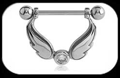 Nipple Ring Wings with crystal stone 16mm