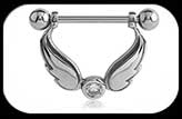 Nipple Ring Wings with crystal stone 16mm