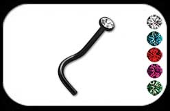 Black Steel Jewelled Nose Stud