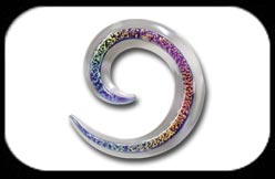 Dichroic Glass Ear Spiral Rainbow