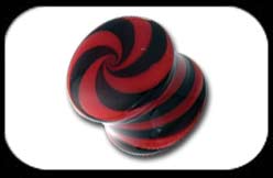 Glass Swirl Flesh Plugs black red
