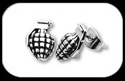 Steel Stud earrings handgrenade