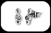 Steel Stud earrings Treble Clef