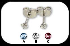 Steel Jewelled Stud earrings Round 2.5mm