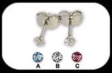 Steel Jewelled Stud earrings Round 2.5mm