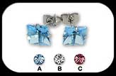 Steel Jewelled Stud earrings Square 8mm